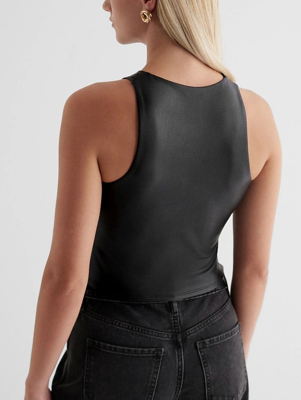 Express Black Faux Leather Tank - Picture 7 of 7